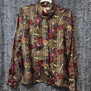 Vintage Kay Layne Multicolor Patterned Long Sleeve Blouse